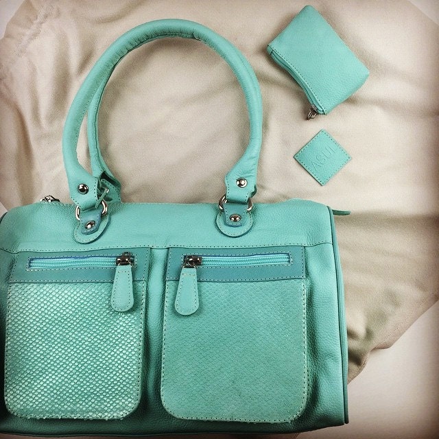 Satchel Leather Bag in Aquamarine Handmade Leather Handbags | Etsy