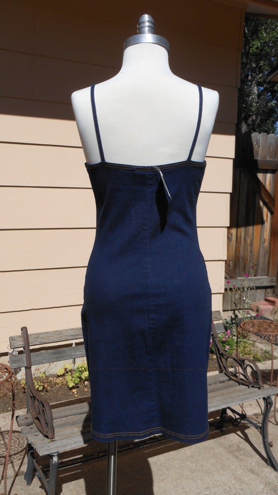 NEW 1990s AQUA BLUES Blue Denim Dress with Metall… - image 3