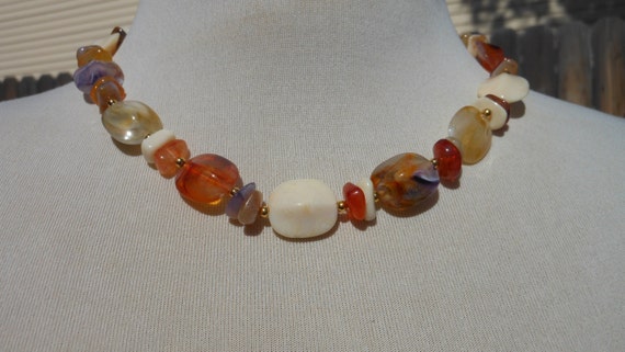 1950s Lucite Necklace in Off White, Amber, Purple… - image 1