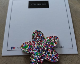 Broche Etoile Fleur Paillettes