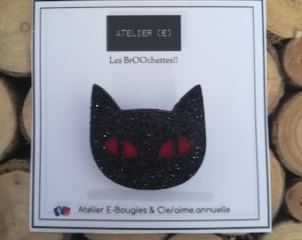 Broche de purpurina de gato