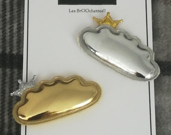 Cloud and Crown Brooch