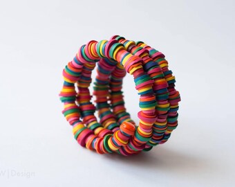 Colorful spiral bracelet, Foam cuff, Contemporary jewelry