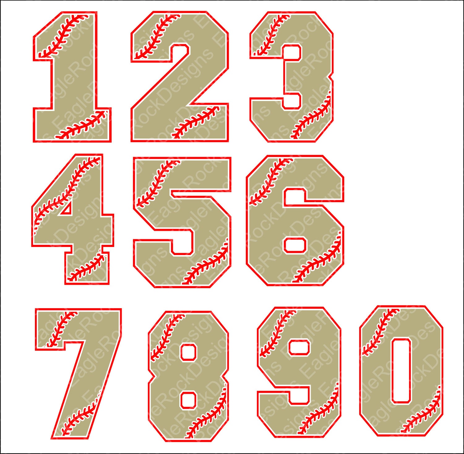 Baseball Numbers SVG DXF EPS Digital Cut File for Cameo and Etsy