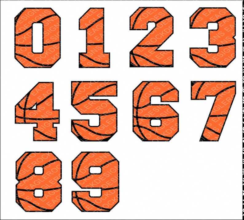 Basketball Numbers SVG DXF EPS Digital Cut File Etsy