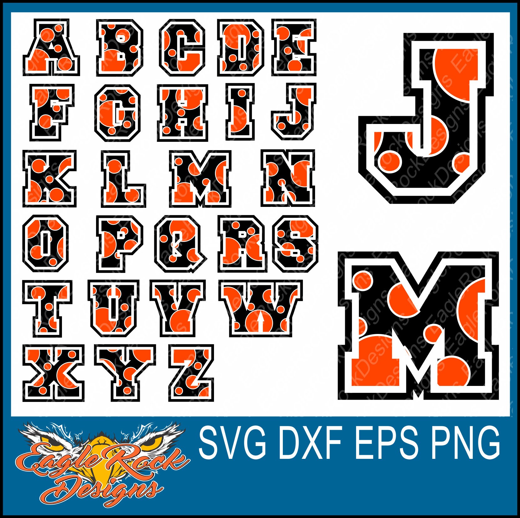 Athletic Block Letters SVG DXF EPS Png Cut File Polka | Etsy
