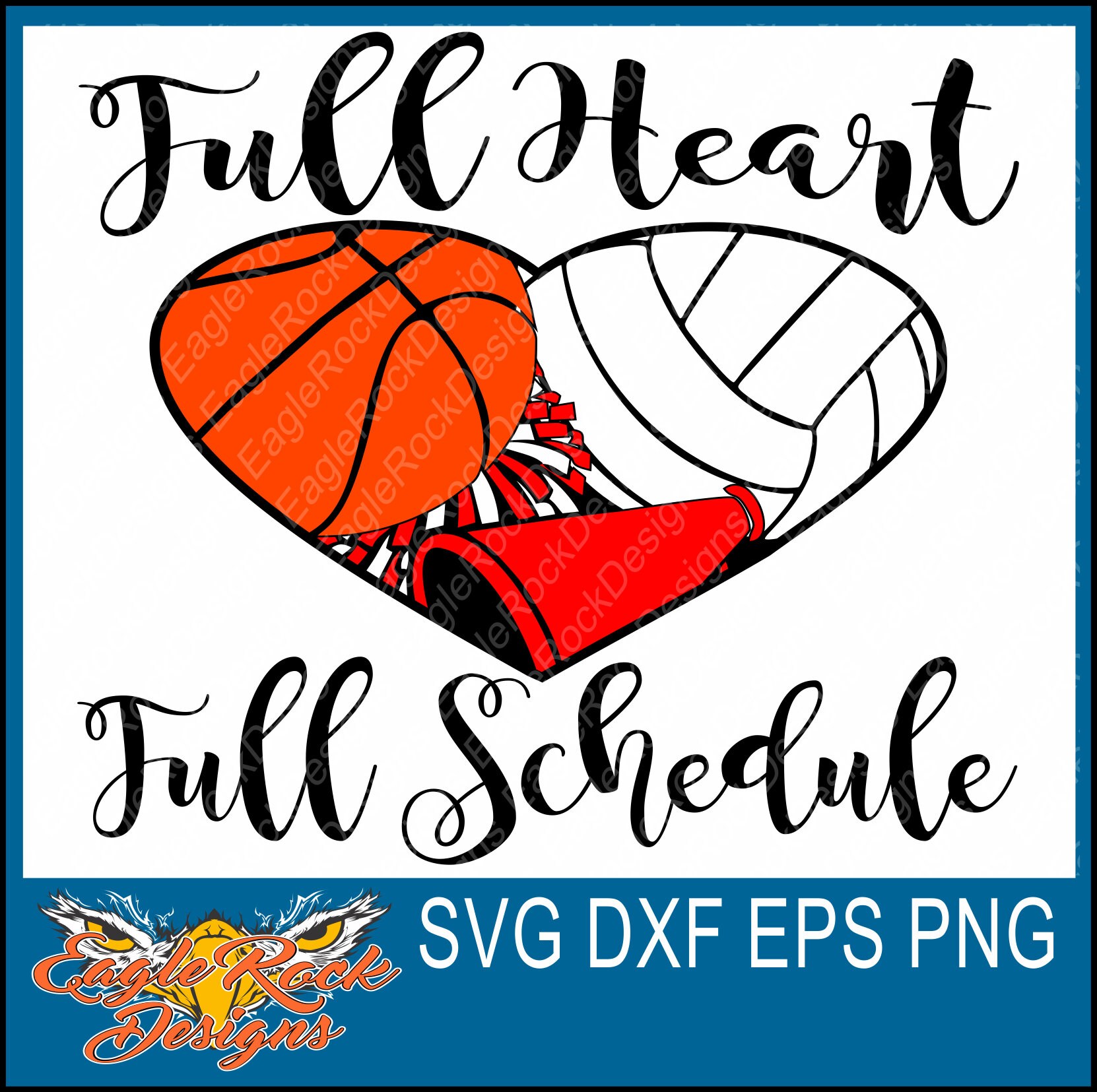Full Heart Full Schedule Basketball Cheer Volleyball SVG Etsy