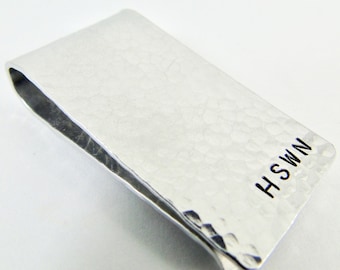Handmade Hammered Aluminum Money Clip, Personalized Gift