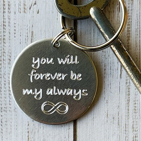 Keyring Infinity Love Token for Boyfriend Gift Girlfriend Gift Valentines Gift For Him For Her Engraved Anniversary Gift