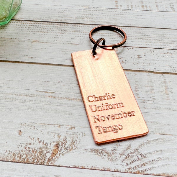 Copper Key Chain Rude C word  Phonetic Alphabet Recycled Copper Pipe Key Ring Cheeky Rude Joke Birthday gift Christmas For Dad