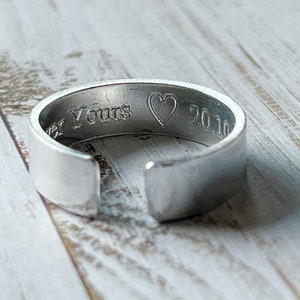 Cuff Ring Engraved Aluminium FREE Personalisation Secret Message Boyfriend Girlfriend Best Friend Gift Anniversary Love Token Valentine