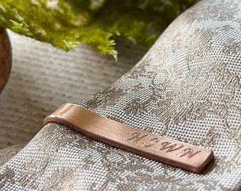 Personalised Copper Custom Tie Clip 6cm Standard Size Personalized Own Message Engraved Weddings Ushers Best Man and Groomsmen Dad/Grandad