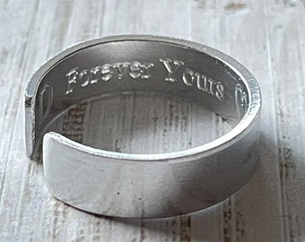 Aluminium Cuff Ring Engraved Secret Message Personalised for Boyfriend Girlfriend Best Friend Gift Anniversary Love Token Valentine