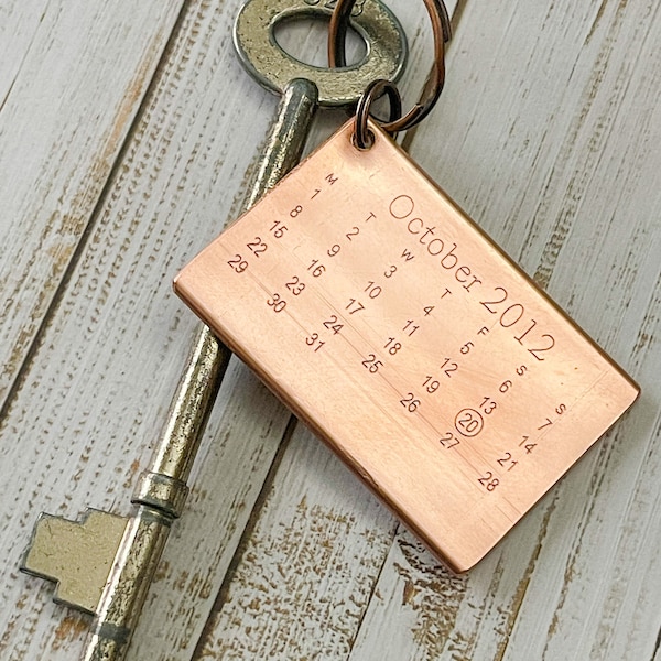 Copper Key Ring from Recycled Copper Pipe Calendar 7th Anniversary Gift 22 Years Birthday Key Chain Upcycled Rustic For Him For Her Wedding