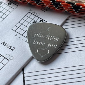 Engraved Aluminium Guitar Pick for Boyfriends, Valentines Day Gift Dads, Girlfriends, Musicians Boyfriend Girlfriend Gift