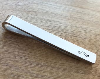 Personalized Tie Clip: Hand Stamped Aluminum, Narrow Fit (5cm)