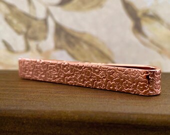 Ladies Copper Tie Bar 4cm For Her 7th Anniversary HandStamped TieClip Custom Wedding Brides Tom Boy Androgynous Vintage Styling Office Wear