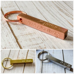 Bar Keyring Engraved  FREE Personalisation Gift for Him for Her Couples Anniversary Family Home New House Mother's Day Godfather