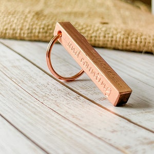 Copper Bar Keyring 7th Anniversary Gift Idea Engraved Personalised Gift for Him for Her Couples Family Home New House Mother's Day image 5