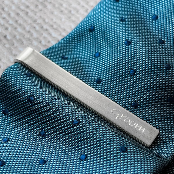 Tie Clip Standard Size 6cm Personalized Wedding Gift FREE Personalisation Best Man Groomsmen Valentines Boyfriend Father's Day Gift