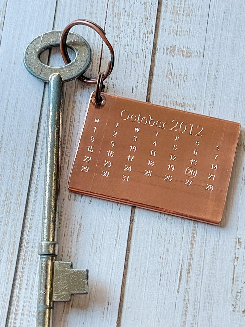 Copper Key Ring from Recycled Copper Pipe Calendar 7th Anniversary Gift 22 Years Birthday Key Chain Upcycled Rustic For Him For Her Wedding image 6