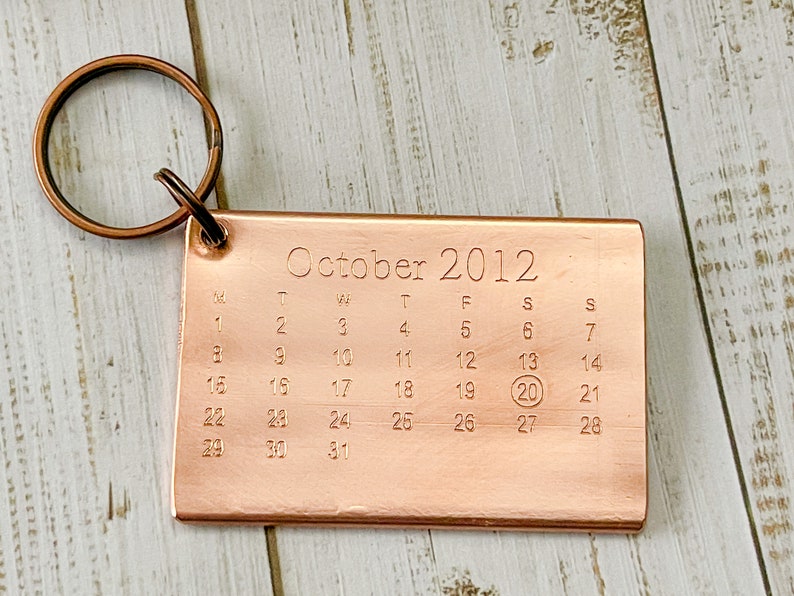 Copper Key Ring from Recycled Copper Pipe Calendar 7th Anniversary Gift 22 Years Birthday Key Chain Upcycled Rustic For Him For Her Wedding image 5