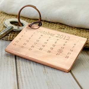 Copper Key Ring from Recycled Copper Pipe Calendar 7th Anniversary Gift 22 Years Birthday Key Chain Upcycled Rustic For Him For Her Wedding image 9