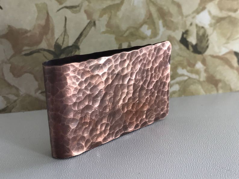 Hand Made Copper Money Clip Hammered Texture Distressed Patina Etsy