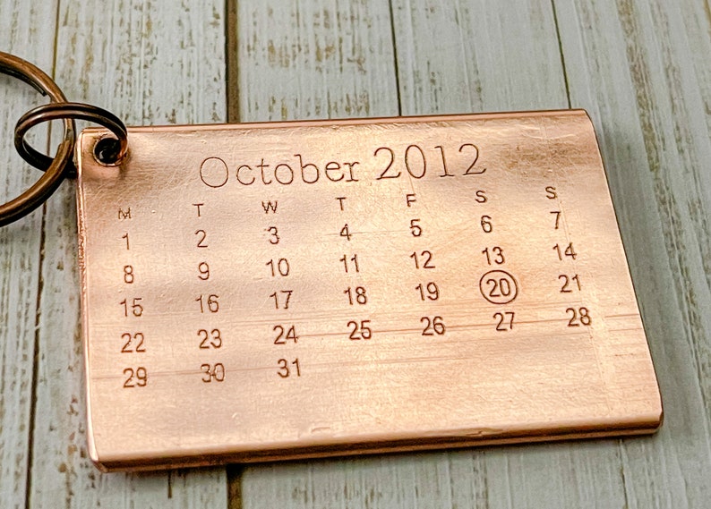 Copper Key Ring from Recycled Copper Pipe Calendar 7th Anniversary Gift 22 Years Birthday Key Chain Upcycled Rustic For Him For Her Wedding image 2