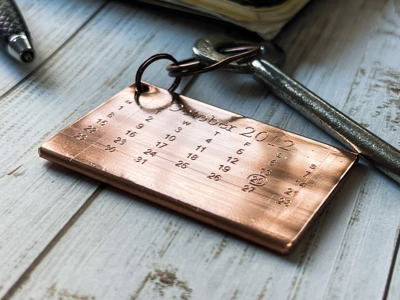 Copper Key Ring from Recycled Copper Pipe Calendar 7th Anniversary Gift 22 Years Birthday Key Chain Upcycled Rustic For Him For Her Wedding image 3