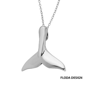 Whale Tail Necklace in Sterling Silver, Dolphin Jewelry, Whale Tail Jewelry, Nautical Jewelry, Silver Whale Tail Slide Pendant FD-13-15