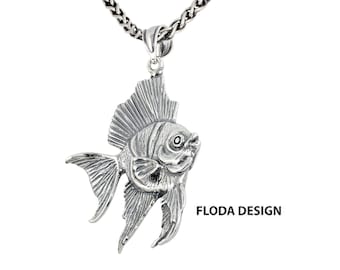 Angelfish 3D hanger ketting in sterling zilver, vis sieraden FD-5-8