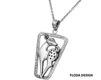 Rentier Anhänger Halskette in Sterling Silber, Hirsch Schmuck FD-34-19,20
