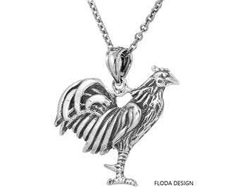 Hahn-Halskette aus Sterlingsilber, Vogel Schmuck FD-43-18
