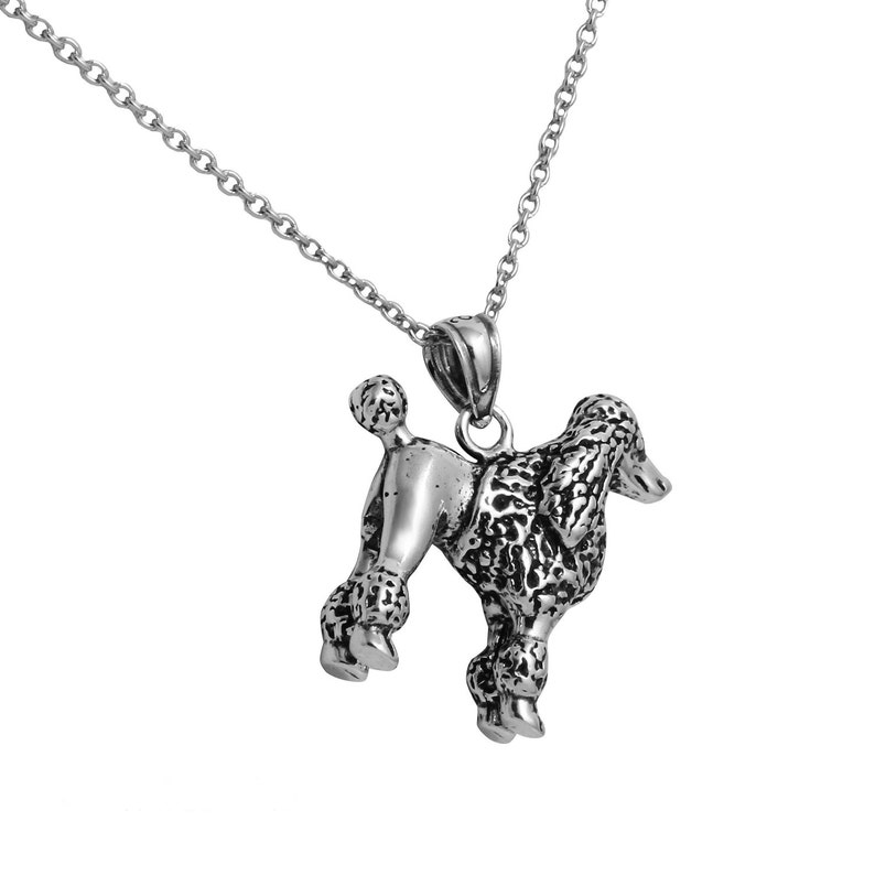 POODLE 3D Dog Necklace in Sterling Silver, Dog Jewelry, Animal Jewelry, Poodle Jewelry FD-25-25 image 4