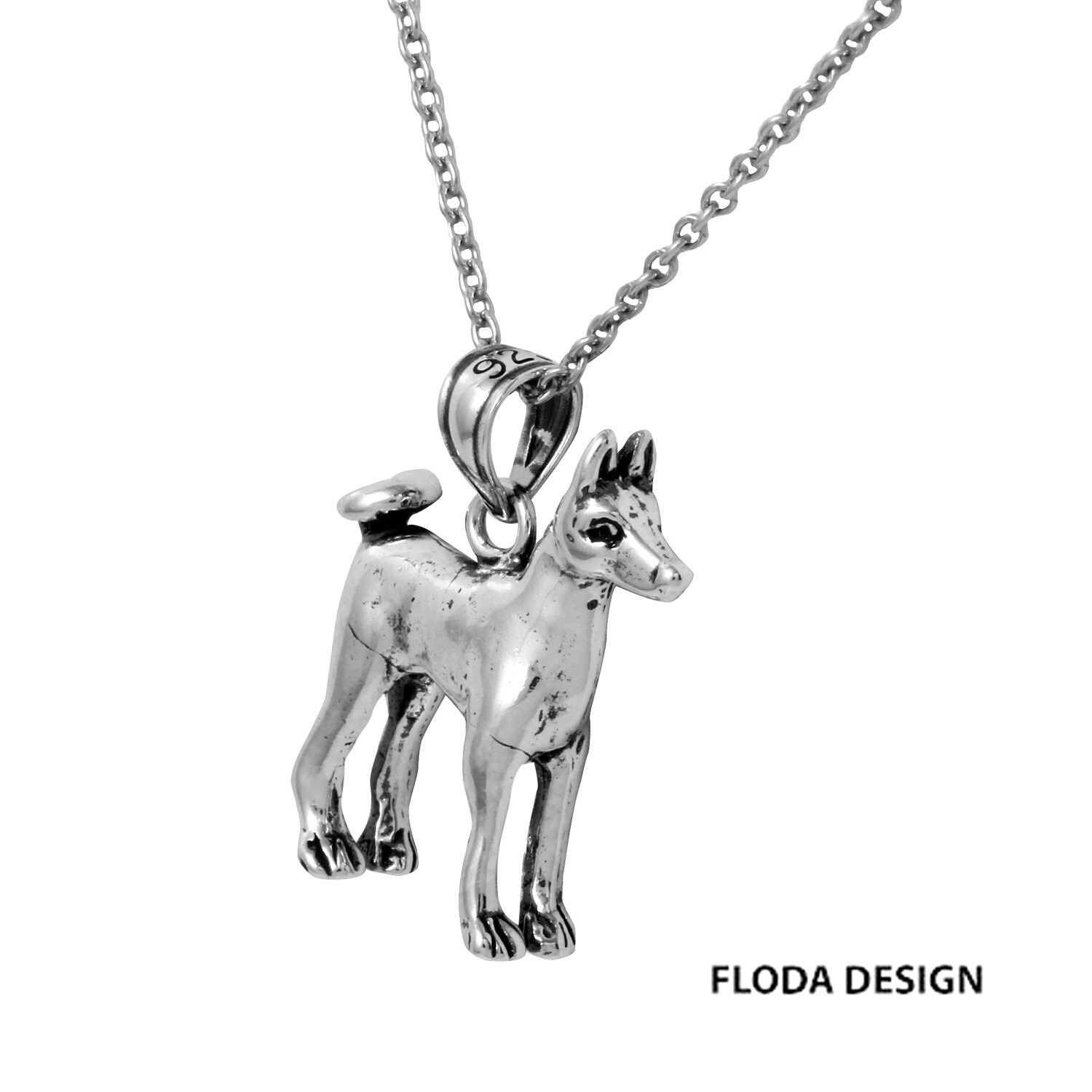 Basenji 3D Dog Necklace in Sterling Silver Dog Jewelry Etsy