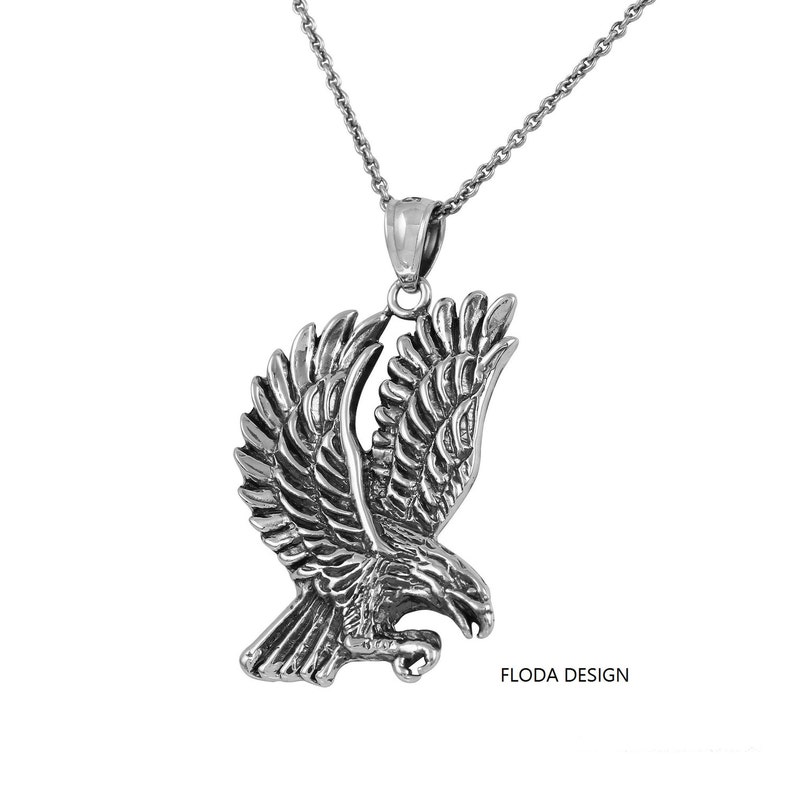 Flying Eagle Necklace in Sterling Silver Yellow Gold Plated Etsy