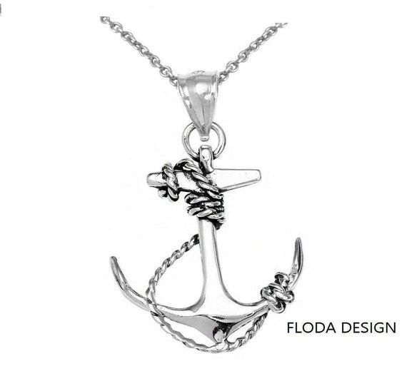 925 Sterling Silver Old Anchor Necklace Nautical navy jewelry anchor pendant top oxidized silver necklace silver ocean necklace