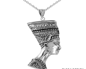 Queen Nefertiti Necklace in Sterling Silver, Nefertiti Jewelry  FD-41-1-4