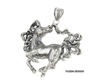 Arabisches Graues Pferd Anhänger aus Sterling Silber, Pferdeschmuck, Arabisches Graues Pferd Schmuck FD-511-4