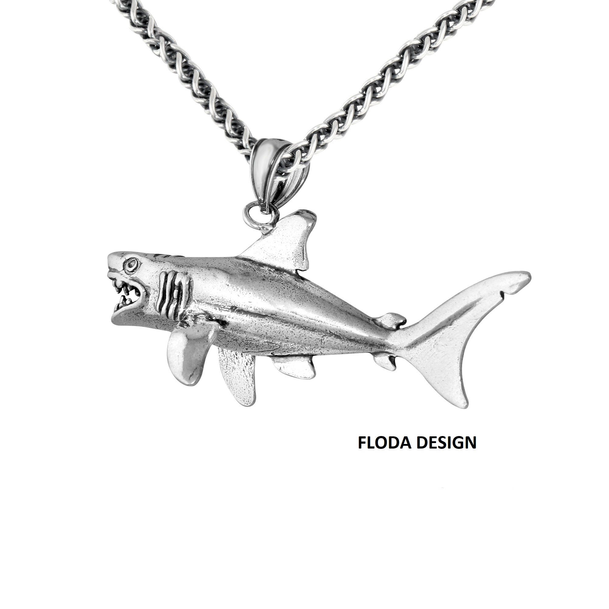 Colgante De Dient De Tiburón De Imitación Hecho A Mano, Joyería De Surfista Hawaiana, Cadena De Cuentas De Acero Inoxidable, Gargantilla De Huo, Collar Para Hombr Y Mujer, 1 Pieza - AliExprs
