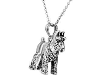 MINIATURE SCHNAUZER 3D Necklace in Sterling Silver, Animal Jewelry, Dog Jewelry, Miniature Schnauzer Jewelry  FD-25-22