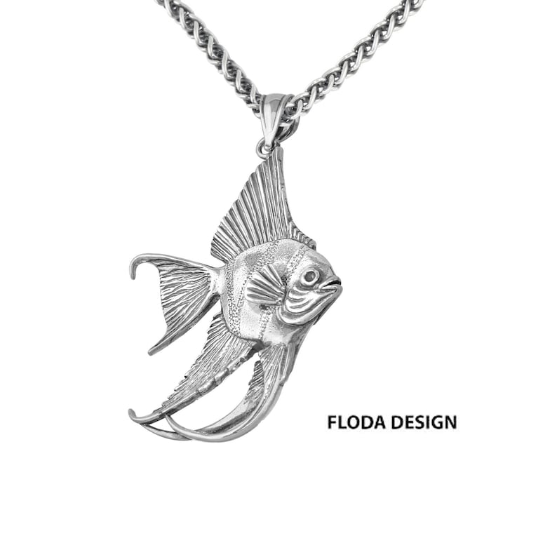 Angelfish 3D Pendant Necklace in Sterling Silver, Fish Jewelry FD-5-7,9 ...