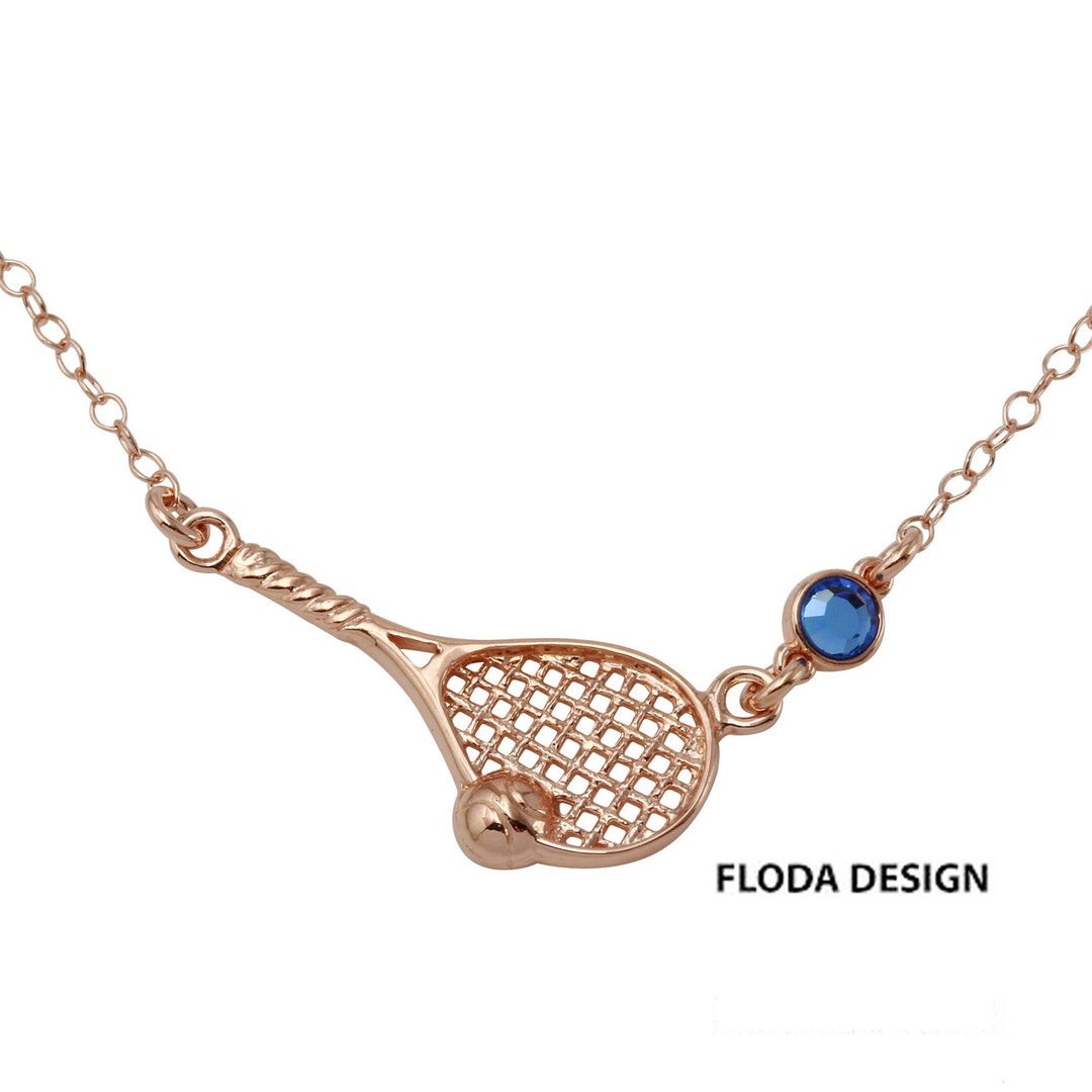 Tennis Racket Necklace in Sterling Silver With Swarovski Etsy