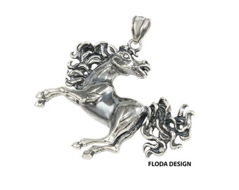 Arabian Grey Horse Anhänger in Sterling Silber, Pferdeschmuck FD-30-5,8