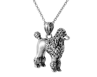 POODLE 3D Dog Necklace in Sterling Silver, Dog Jewelry, Animal Jewelry, Poodle Jewelry  FD-25-25