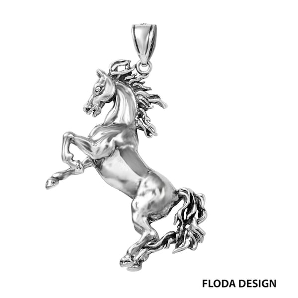 3D Arabian Gray Horse Pendant in Sterling Silver, Horse Jewelry.  FD-26-1