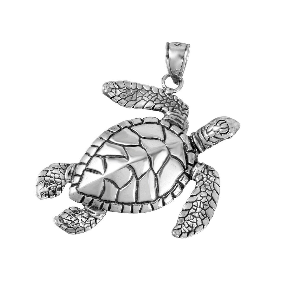 3D Sea Turtle Pendant in Sterling Silver, Turtle Love Jewelry, Nautical