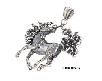 Arabischer Grauer Pferde Anhänger aus Sterling Silber. Pferdeschmuck FD-30-4,6
