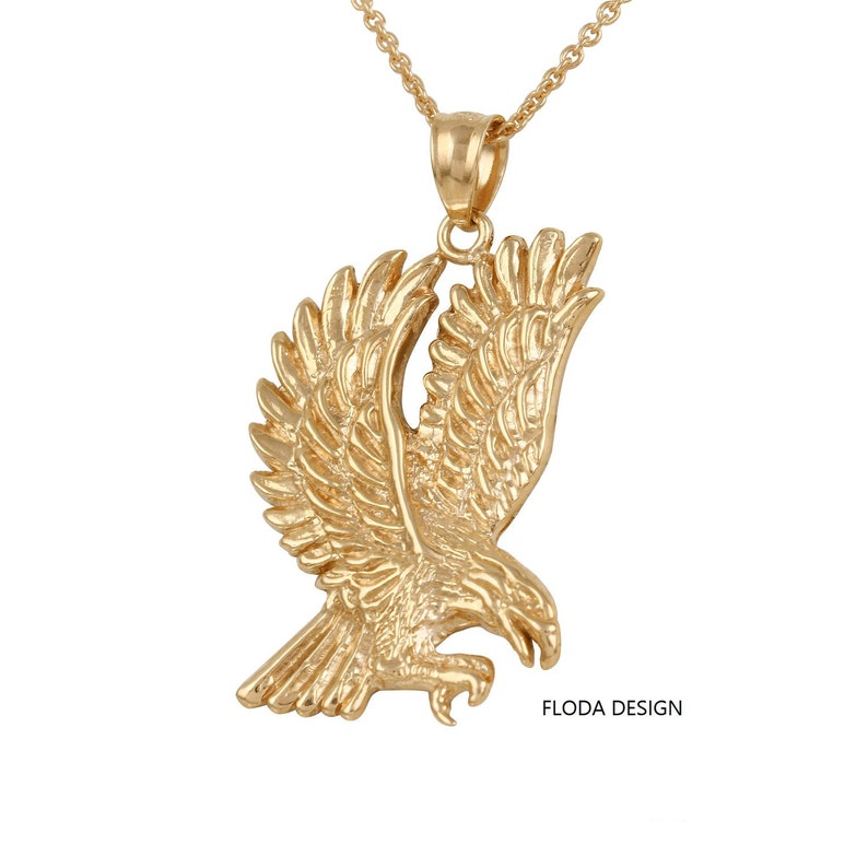 Flying Eagle Necklace in Sterling Silver Yellow Gold Plated Etsy